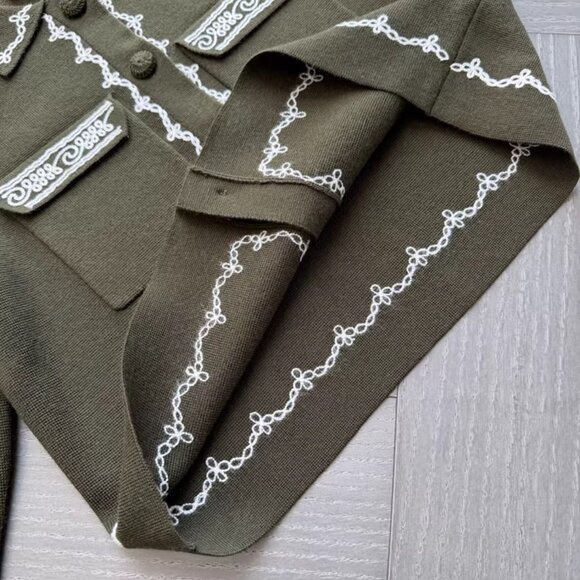 Gilet Betty Sezane x Baziszt Khaki Ecru Embroidery - Picture 8 of 10